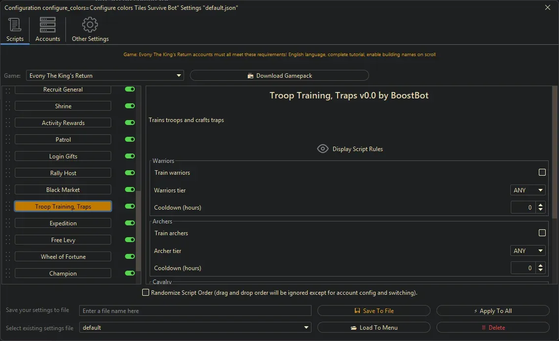Evony Kings Return Bot - Troop Training, Traps