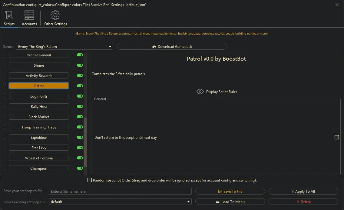 Evony Kings Return Bot - Patrol