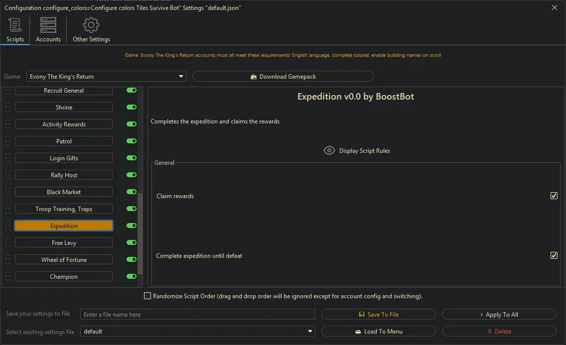 Evony Kings Return Bot - Expedition