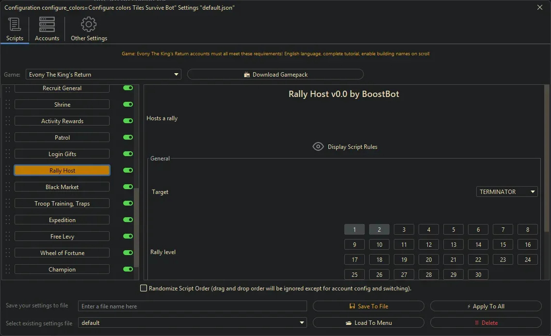 Evony Kings Return Bot - Rally Host