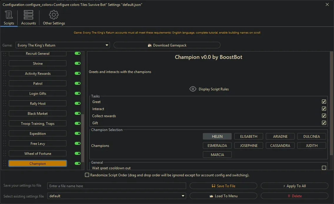 Evony Kings Return Bot - Champion