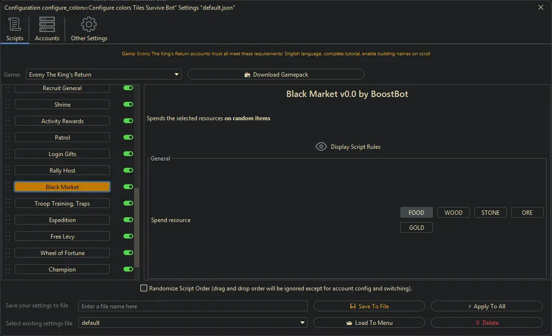 Evony Kings Return Bot - Black Market