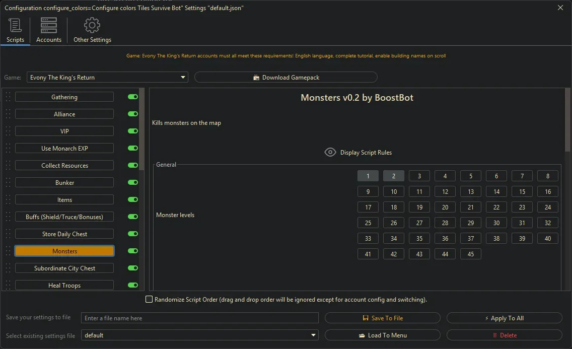 Evony Kings Return Bot - Monsters