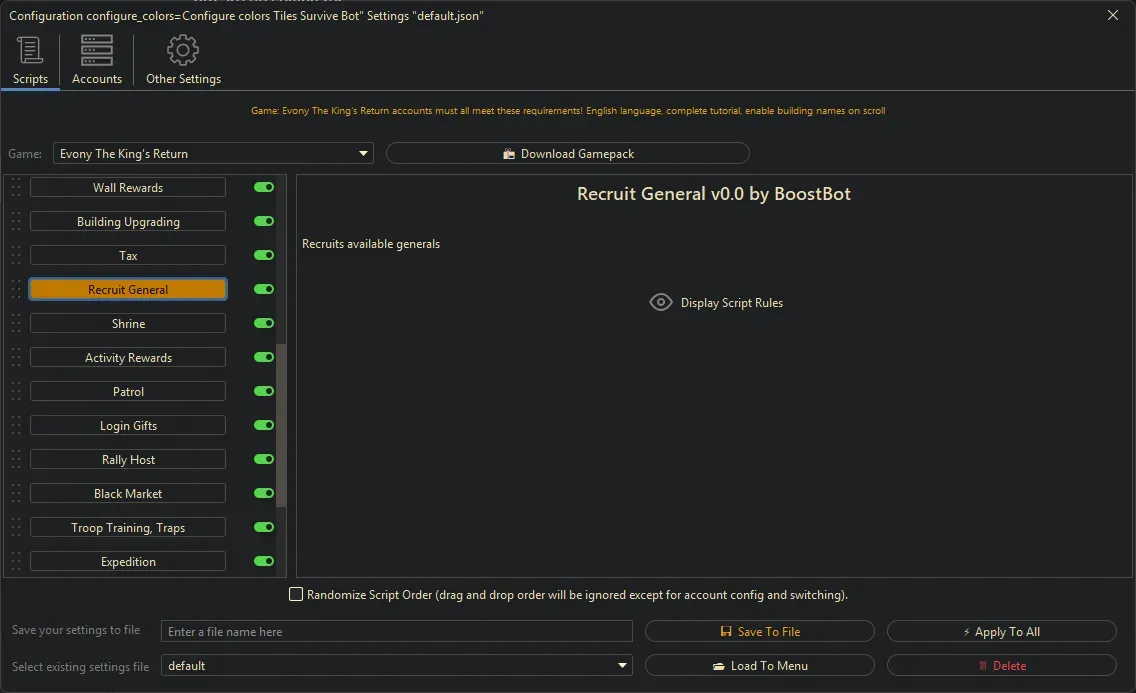 Evony Kings Return Bot - Recruit General